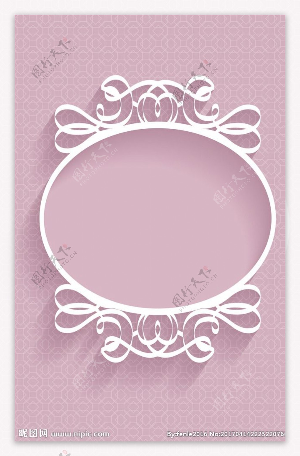 矢量粉色圆形花纹窗格边框背景