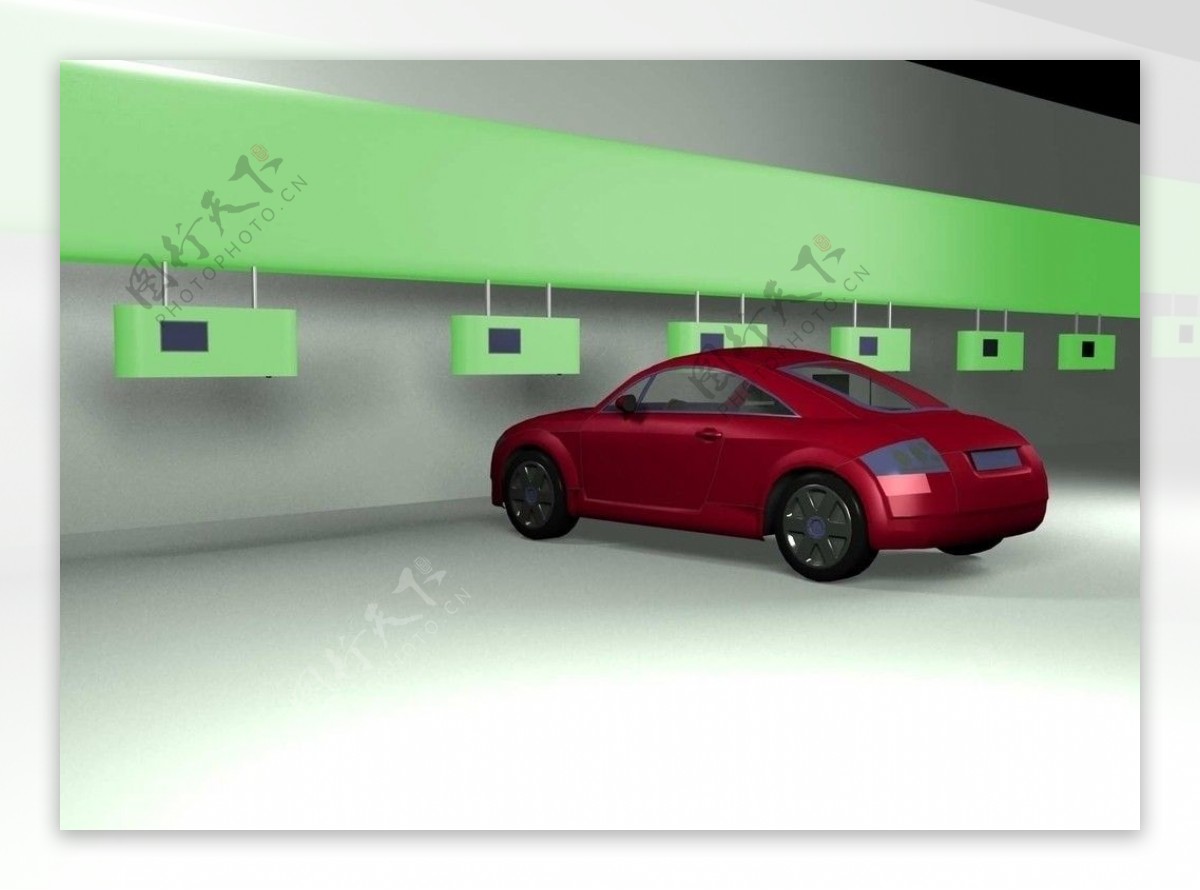 3Dmax电动汽车和充电器机建模以及场景
