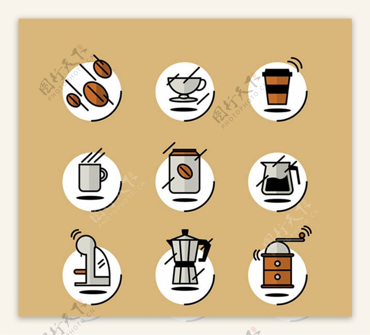 9款创意咖啡元素图标