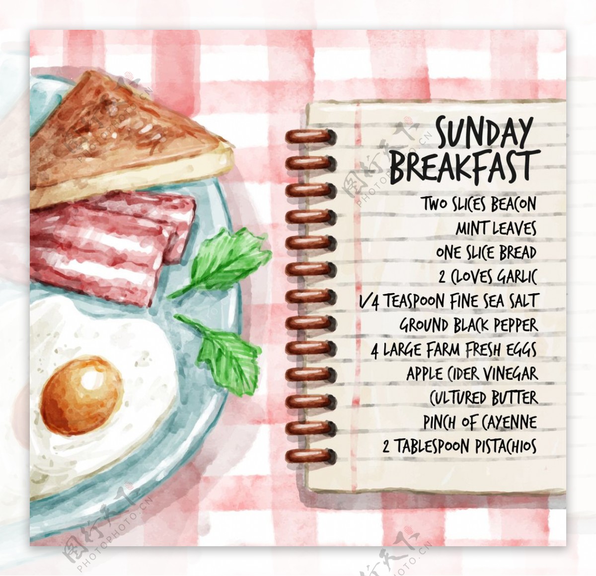 手绘周日的早餐食谱