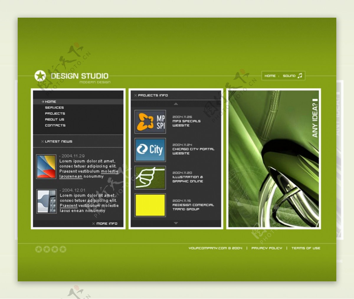 国外绿色设计创意类网页模板