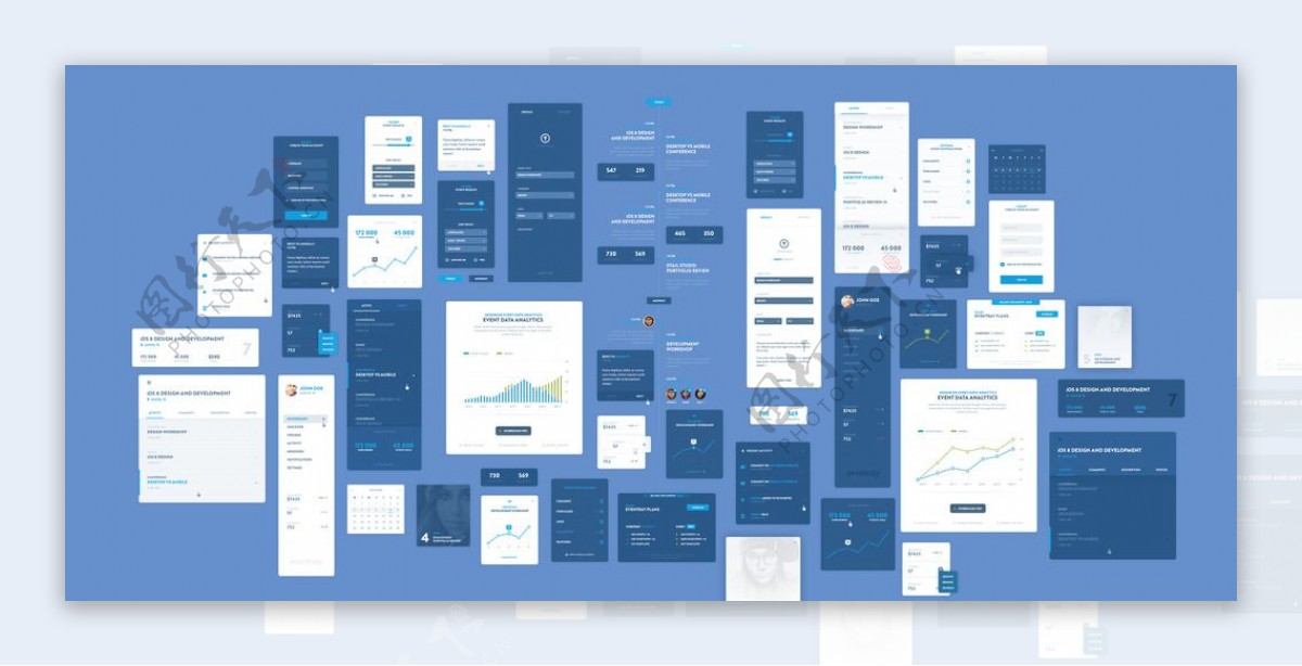 蓝色风格网站UI客户端UI设计