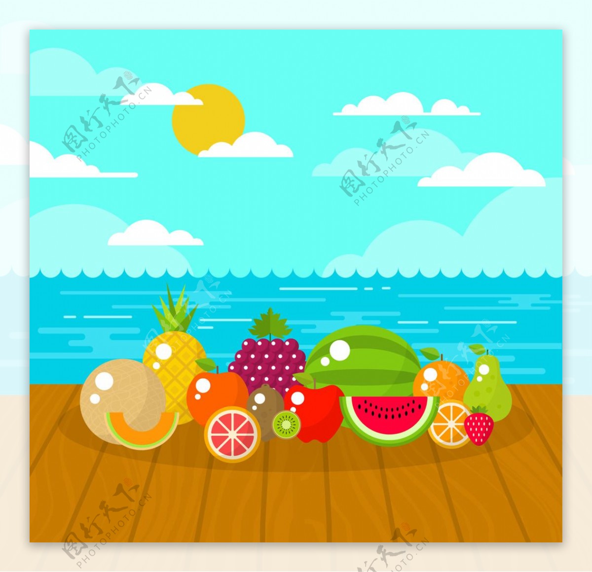 海滩夏季水果