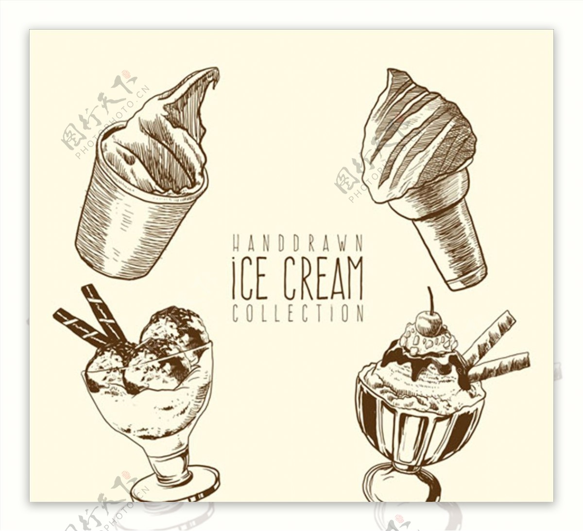手绘冰淇淋集合