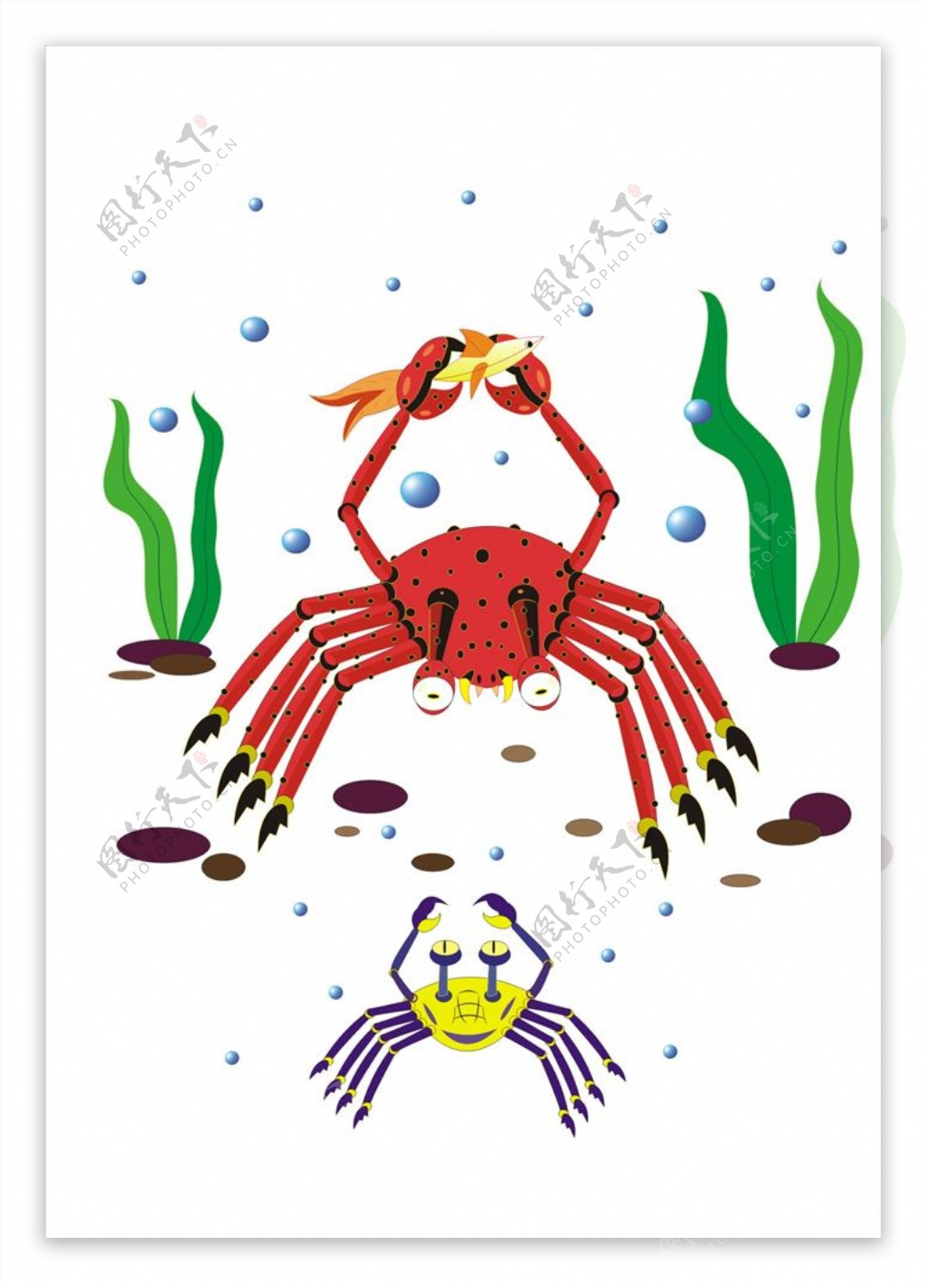手绘卡通螃蟹矢量图下载