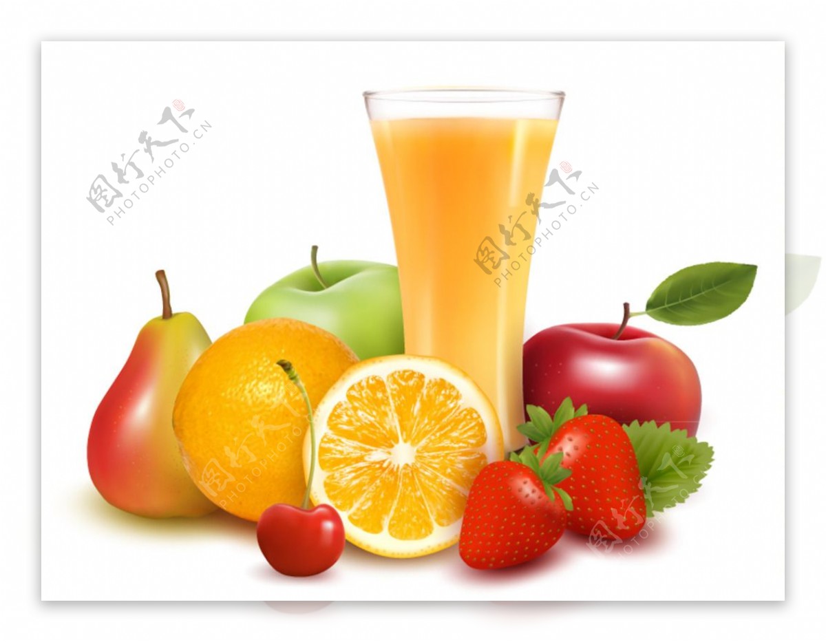 新鲜水果和橙汁