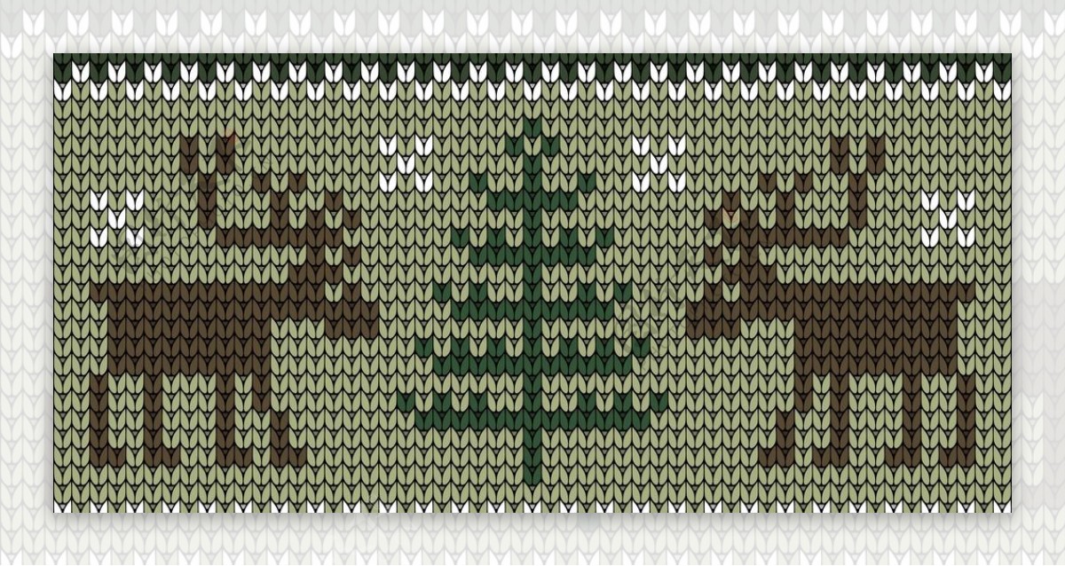 矢量十字绣圣诞鹿背景图案