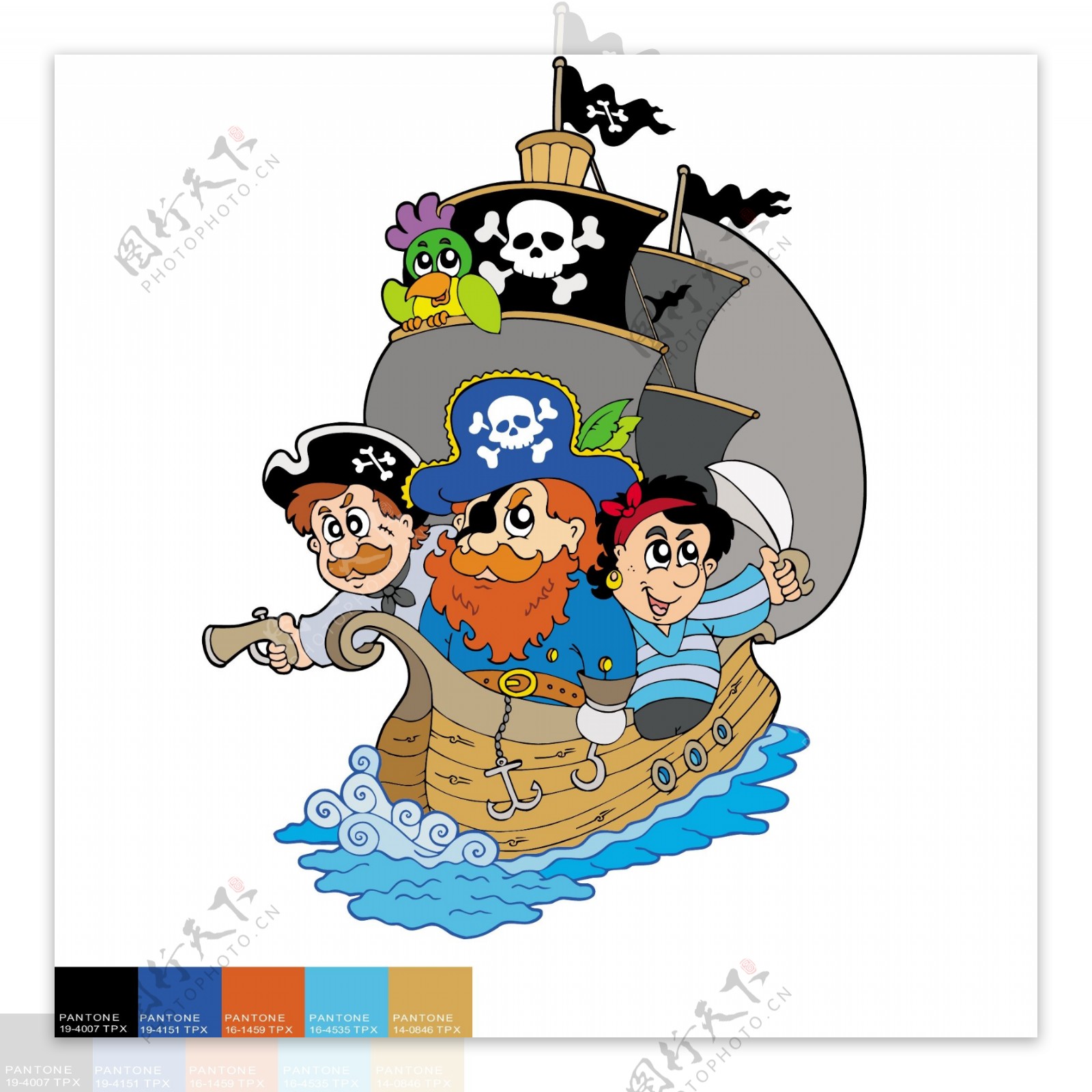 卡通海盗船矢量图下载