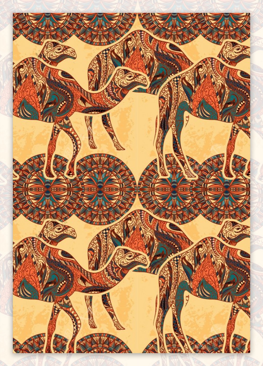 动物骆驼花纹图案设计