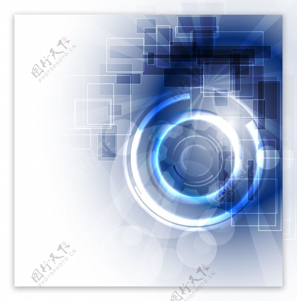 蓝色科技光效圆环背景矢量素材