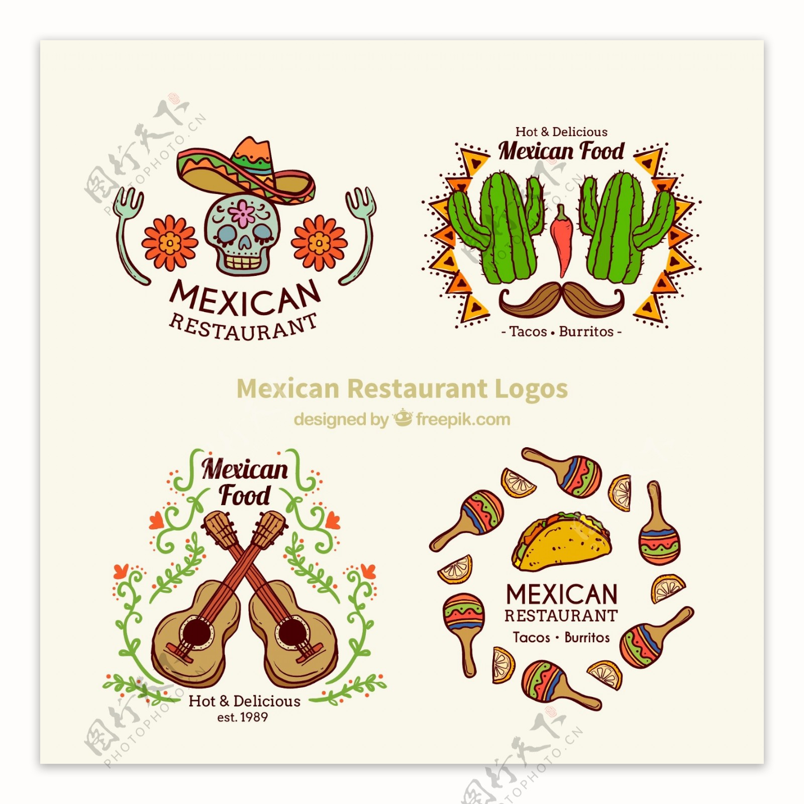 美丽的手绘墨西哥标志