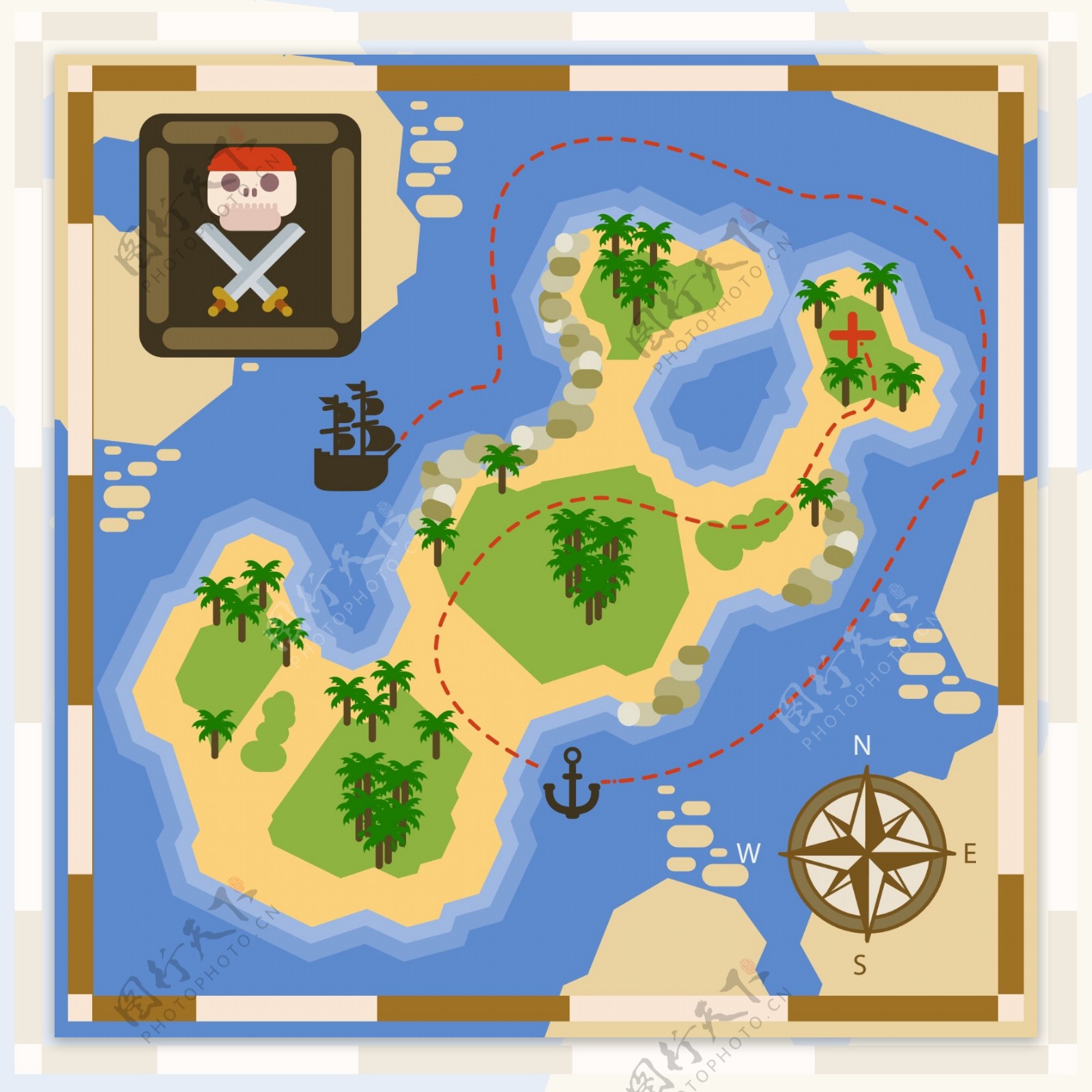 海盗宝藏的路线图