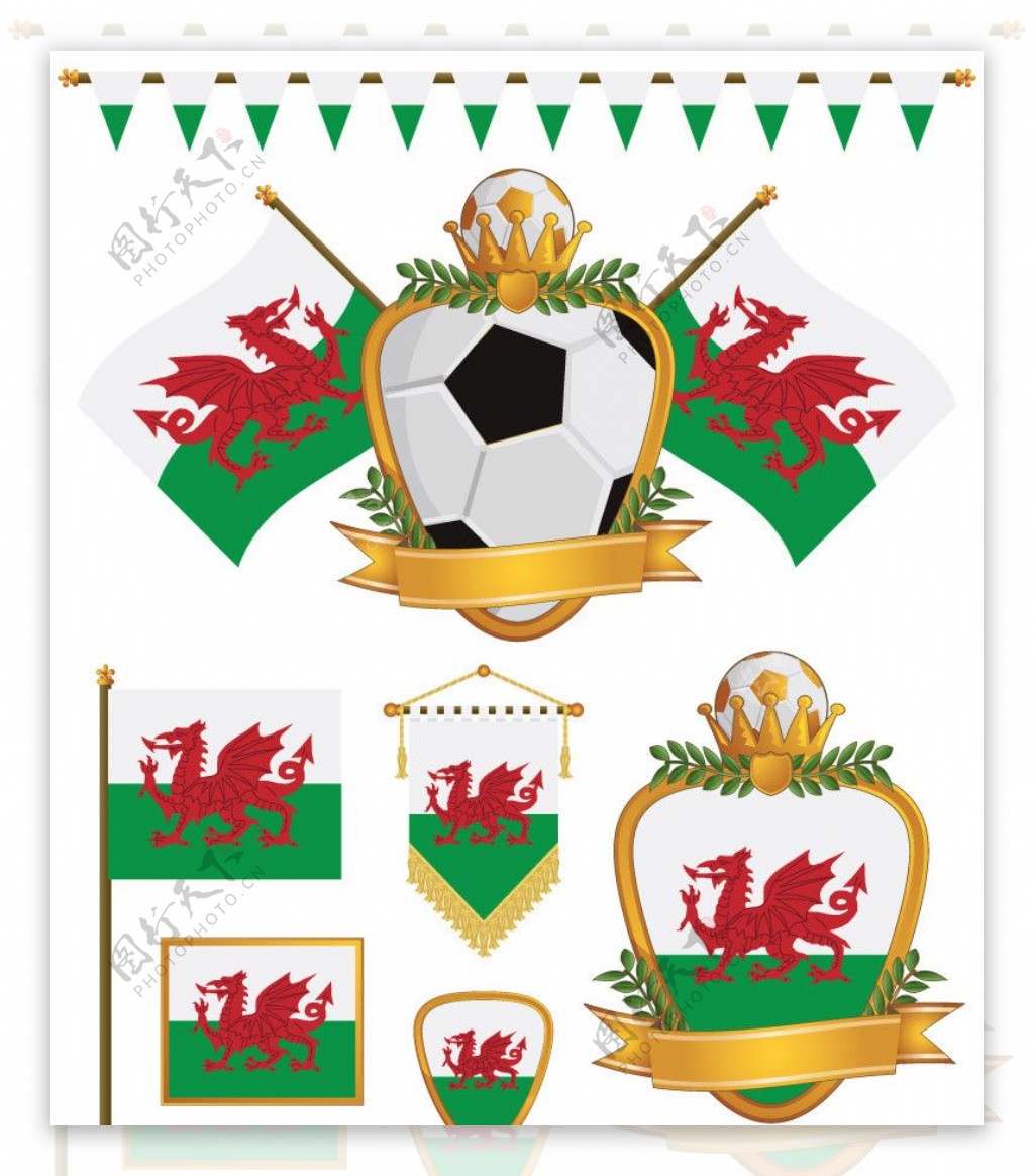 足球国旗标志标签