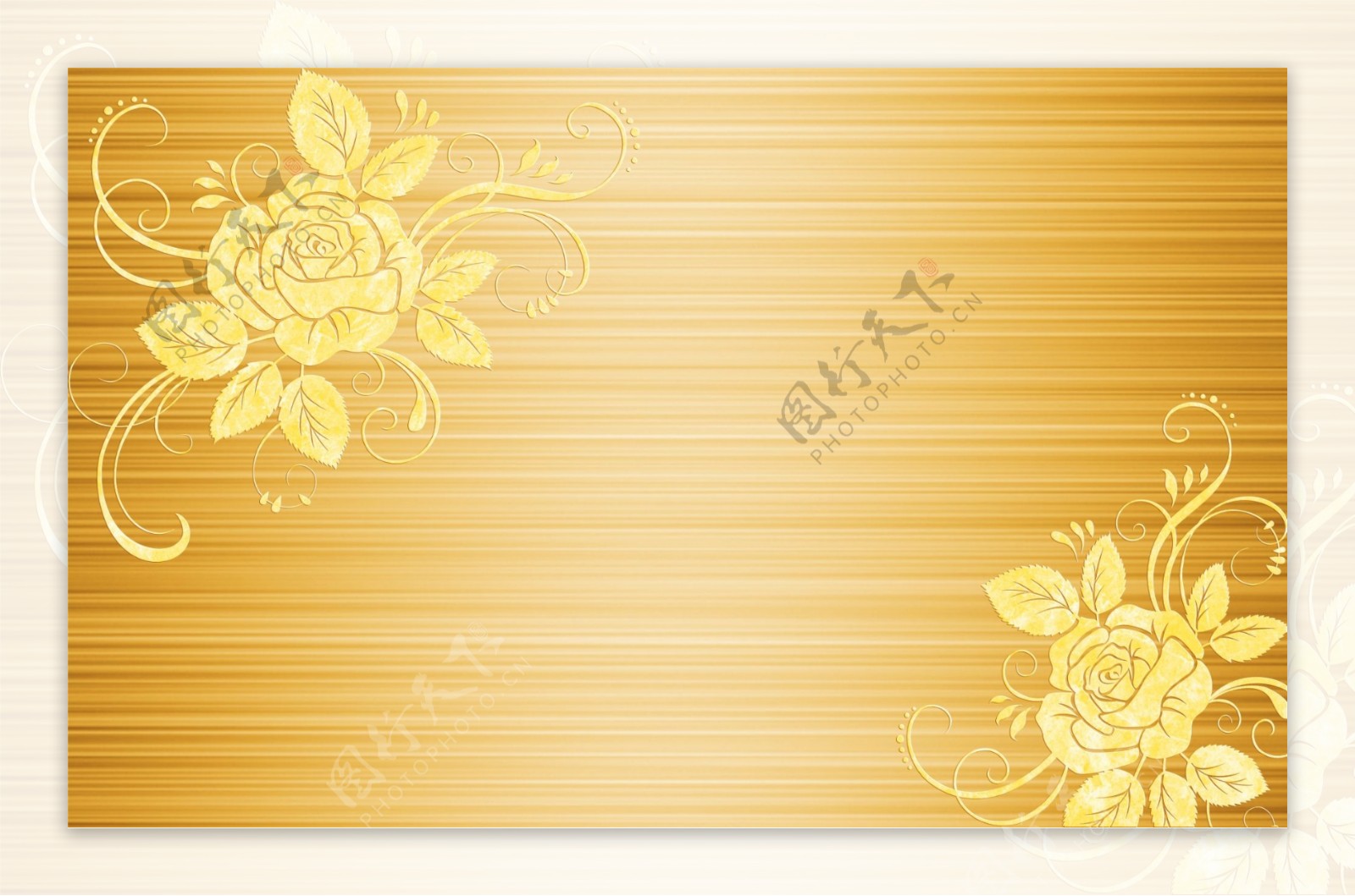 金黄色拉丝欧式花朵背景墙