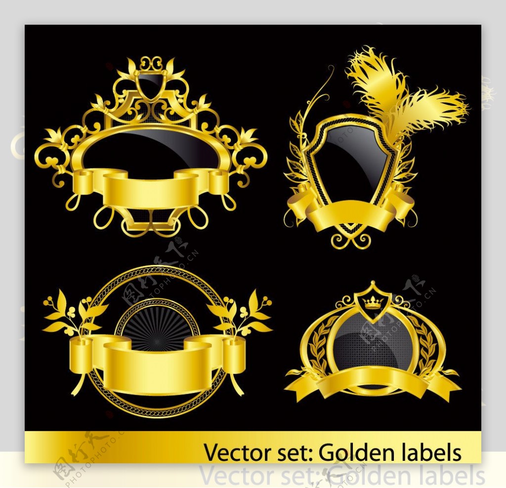 欧式金色古典花纹花边边框标签lable