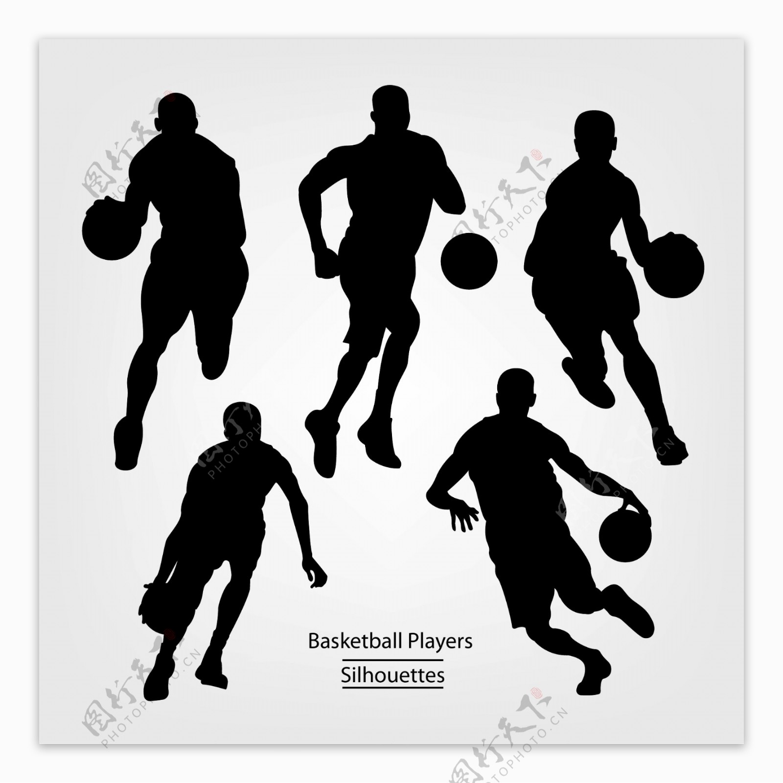 篮球比赛运动剪影轮廓