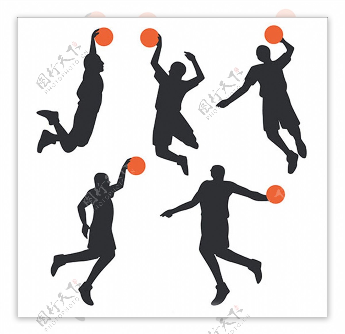 篮球比赛运动轮廓剪影
