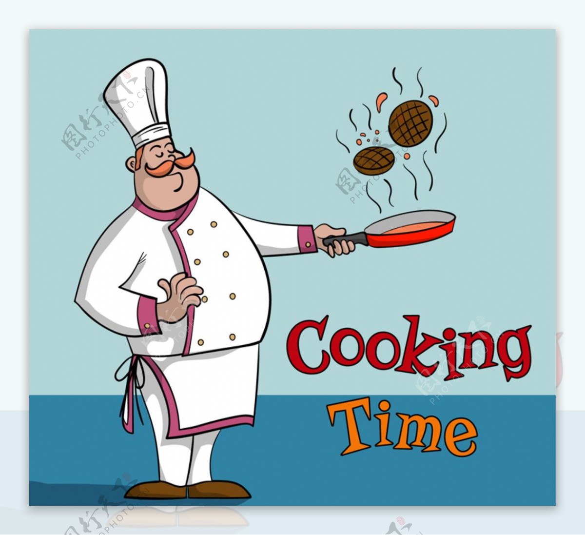 卡通烹饪中的厨师