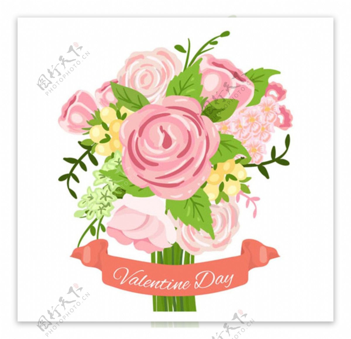 漂亮的玫瑰花束情人节海报