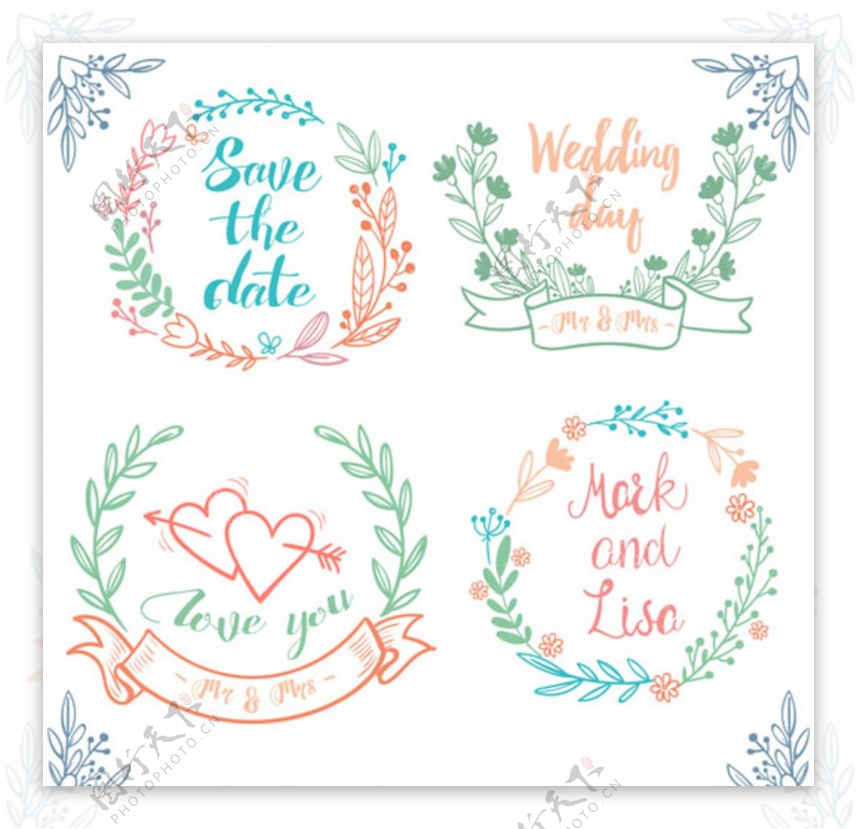 四款情人节婚礼邀请卡标签