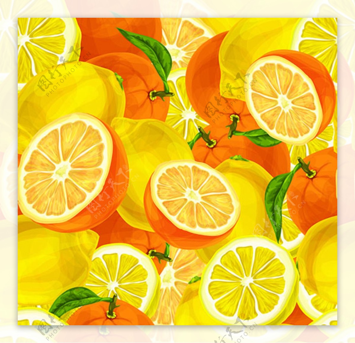 手绘水彩水彩柠檬脐橙子背景