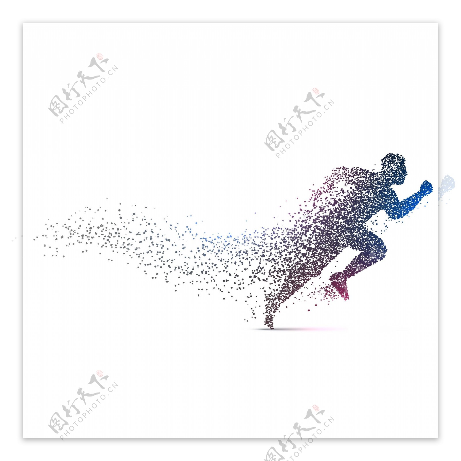 粒子抽象男子跑步插图
