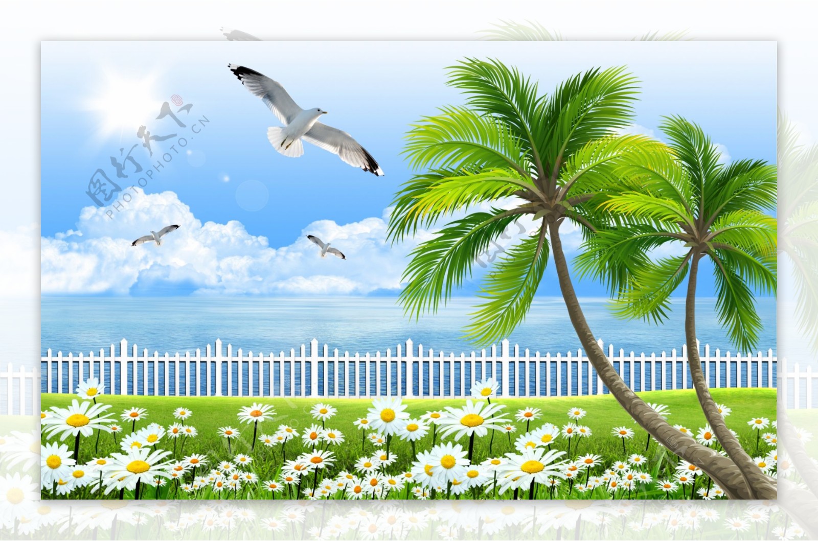 椰树海鸥花卉