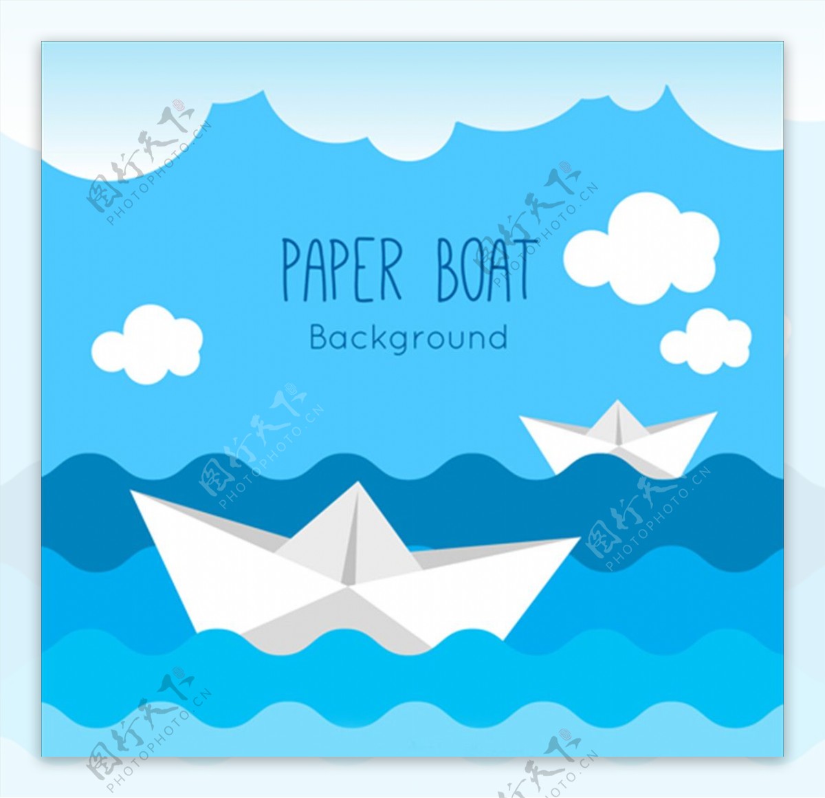 蓝白纸船背景