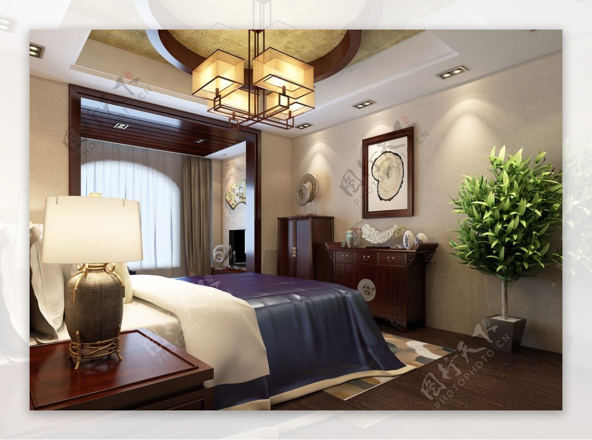 中式家居卧室效果图