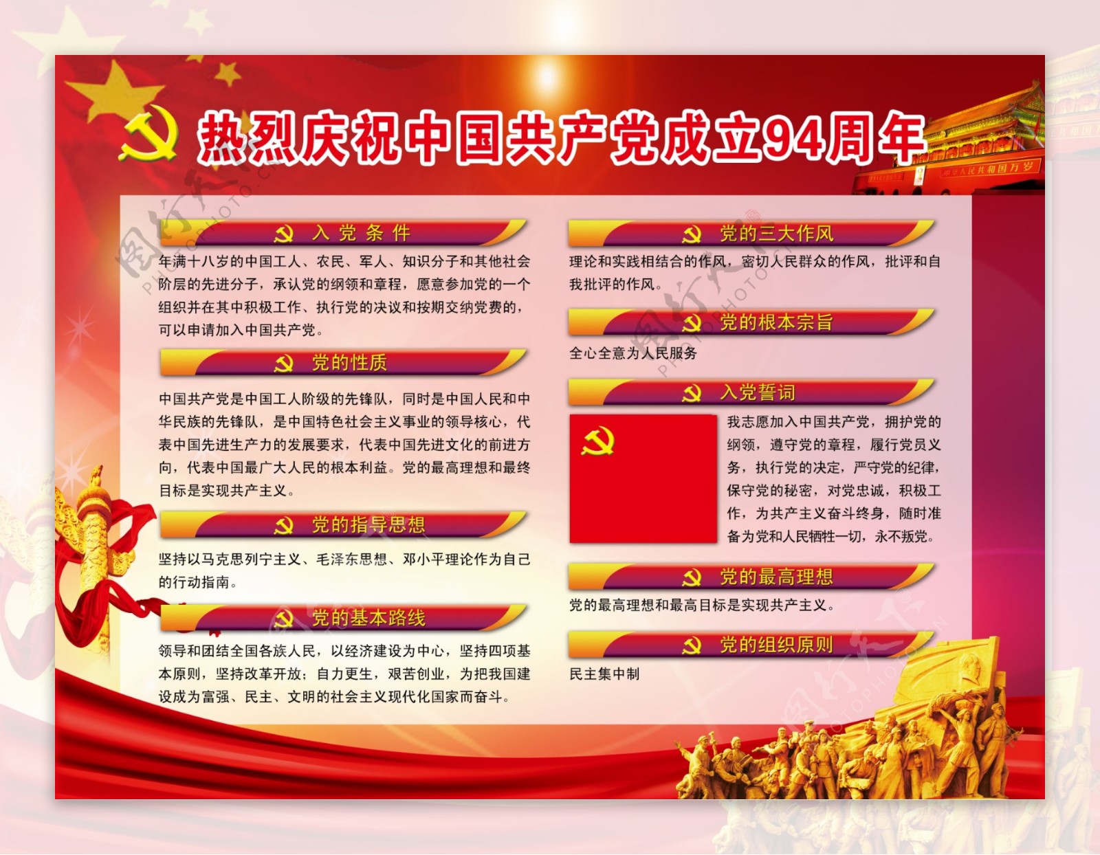 热烈庆祝中国共产党成立94周年