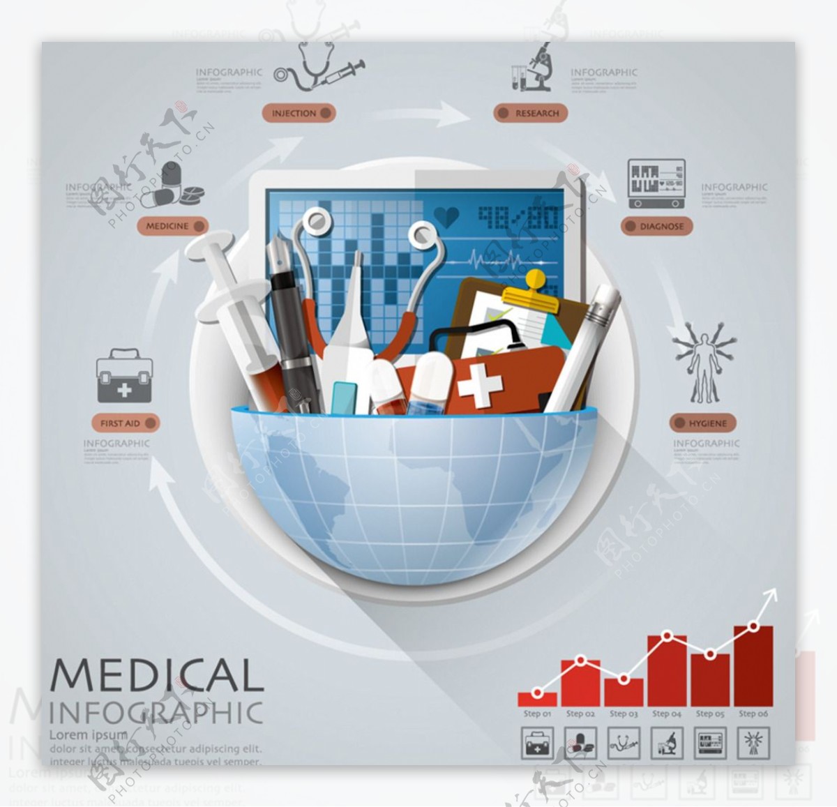 创意医疗工具信息图
