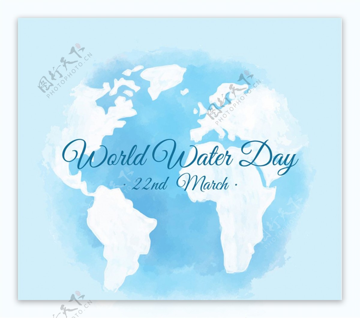 蓝色地球世界水日海报矢量素材