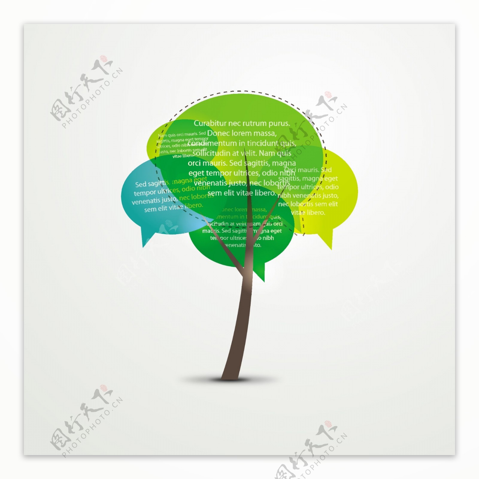 彩色对话框树木矢量素材