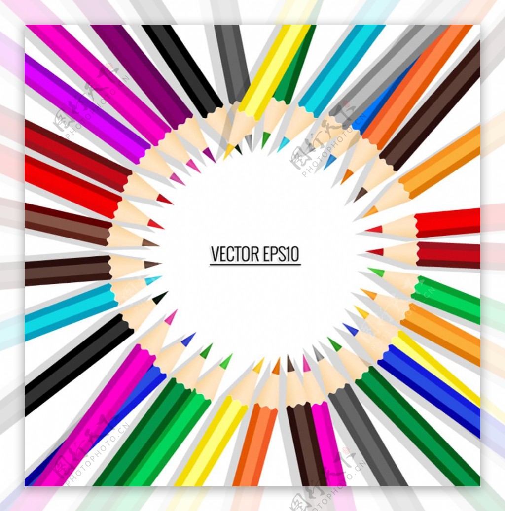 彩色铅笔组合圆矢量素材