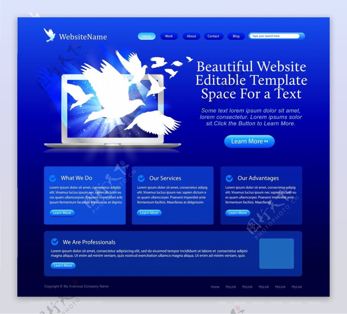蓝色炫酷宣传设计网站