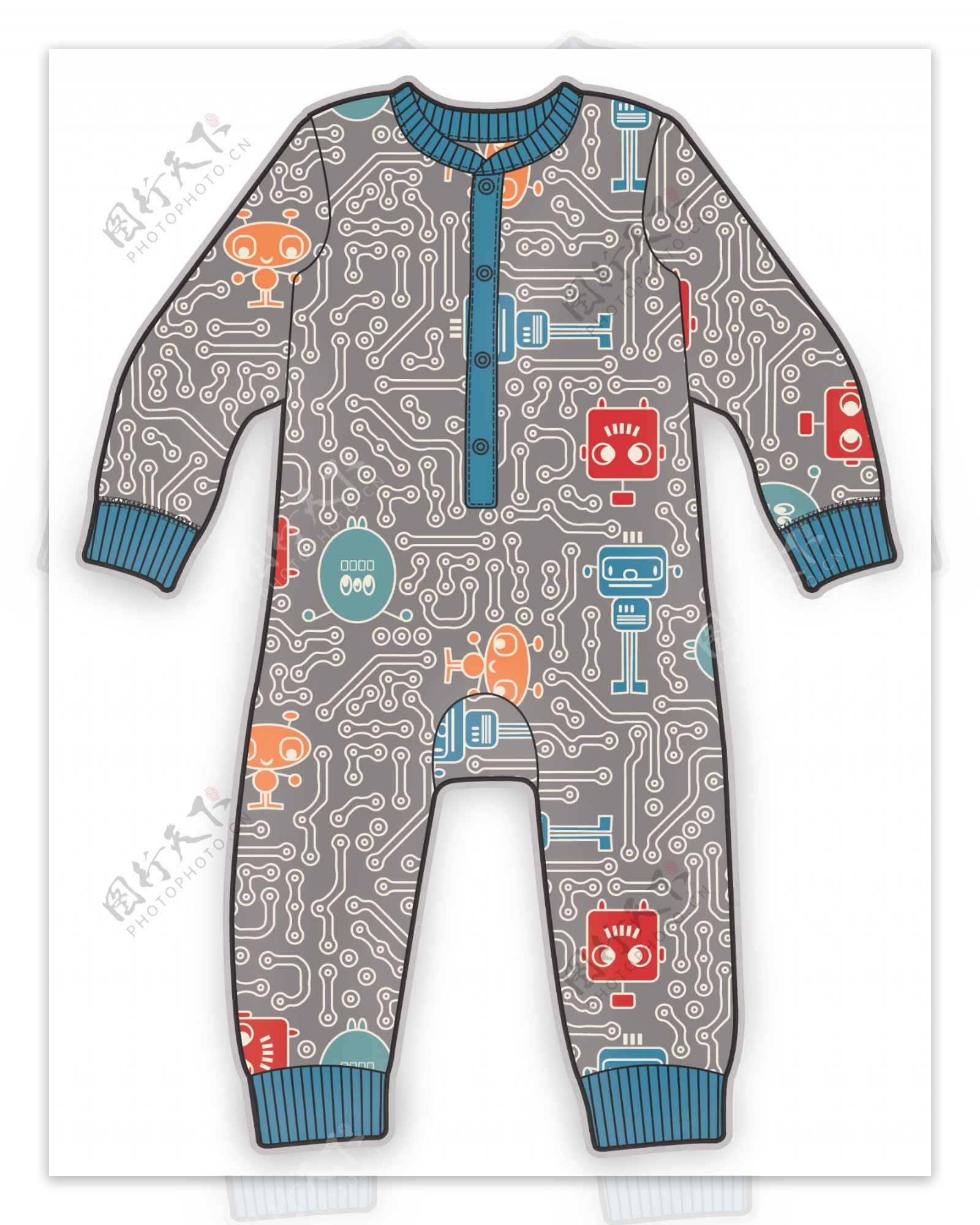 连体衣小婴儿服装设计矢量素材