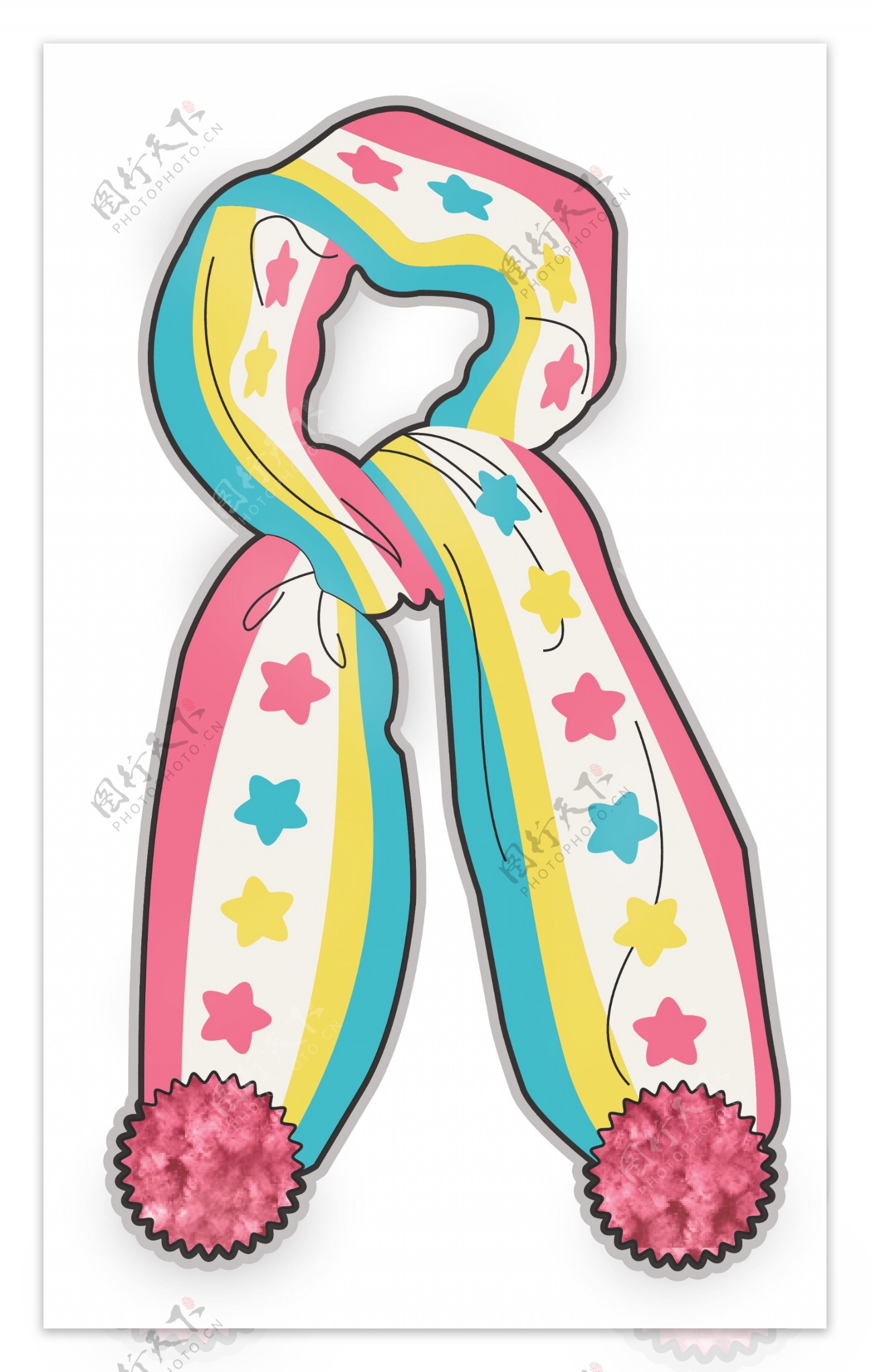 五角星围巾女宝宝服装设计彩色原稿矢量素材