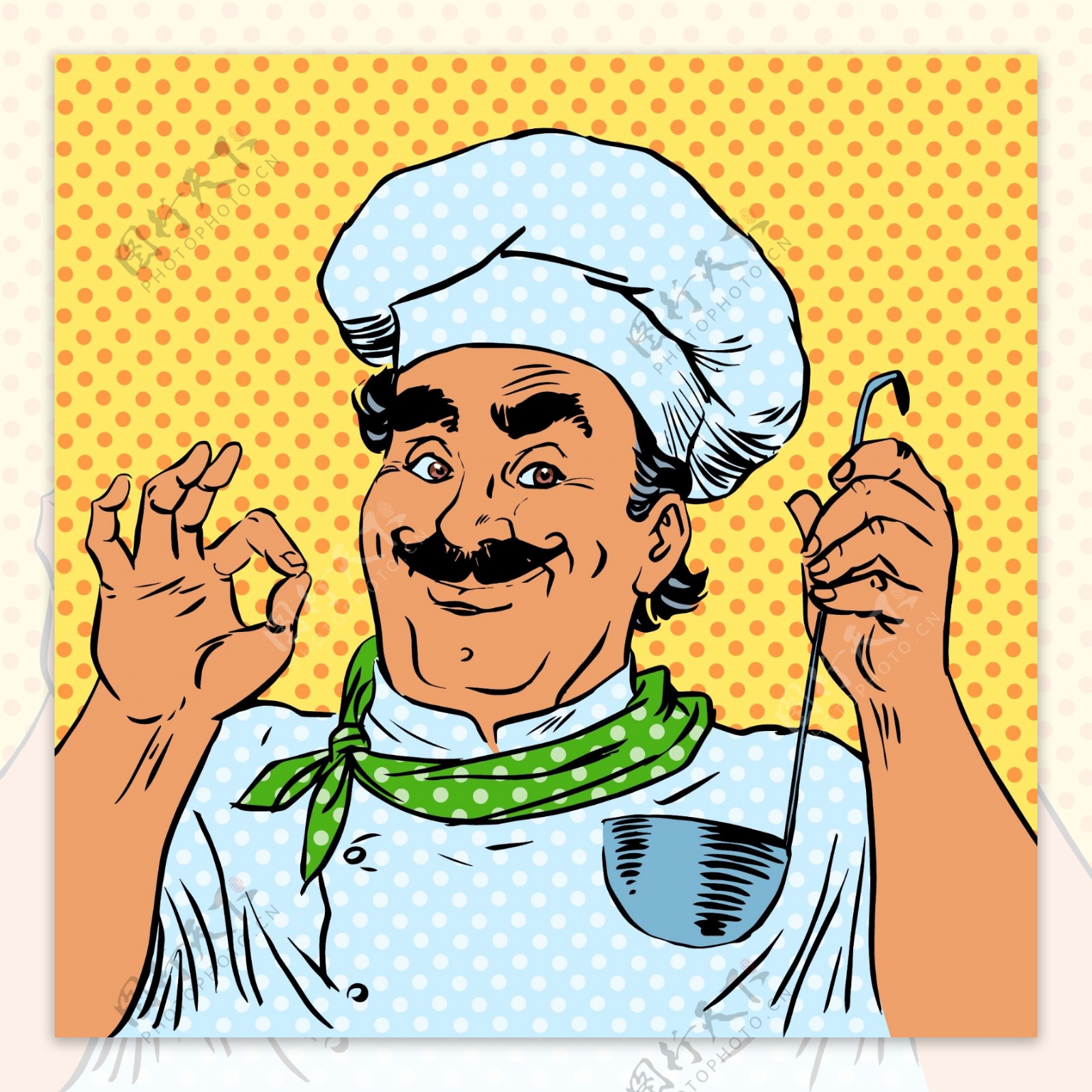 厨师欧美卡通海报漫画风格人物矢量素材