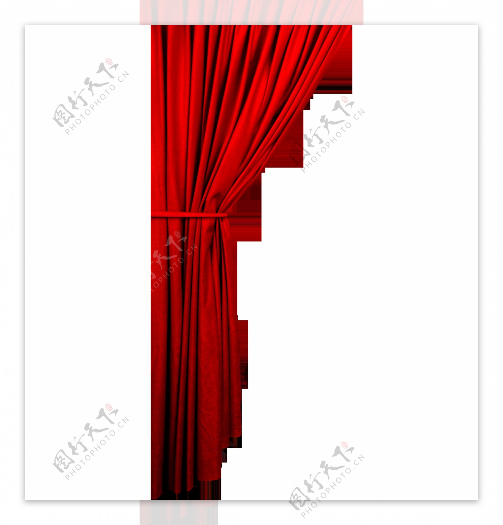 手绘红色窗帘元素