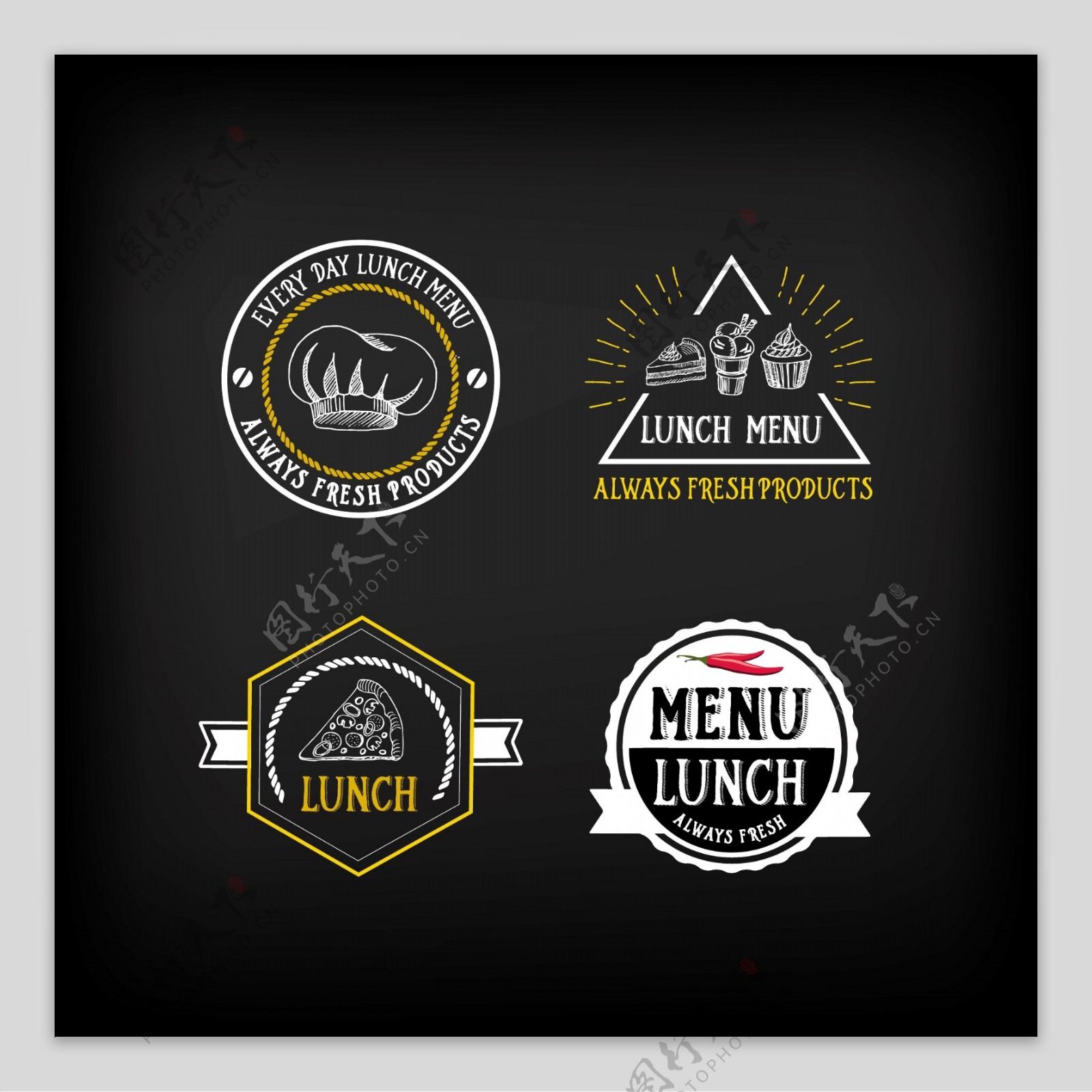 创意午餐菜单标志Logo矢量