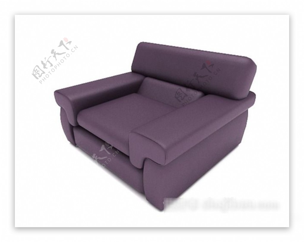 现代紫色简约单人沙发3d模型下载