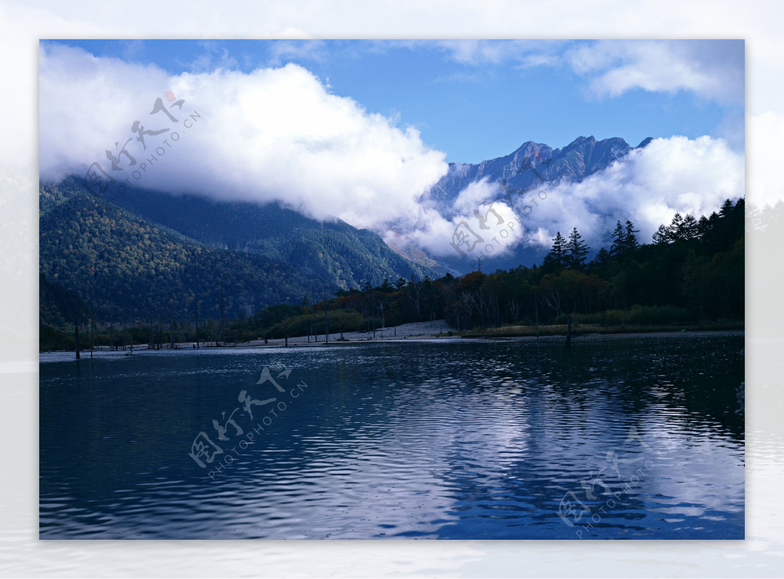 美丽山峰湖泊风景图片