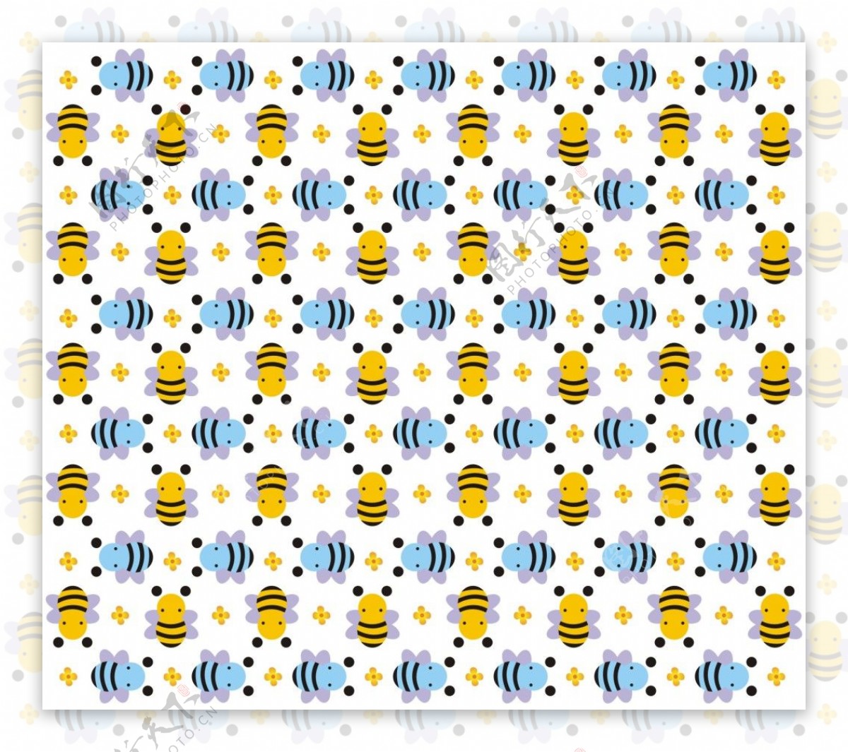 小蜜蜂系列元素图案印花设计