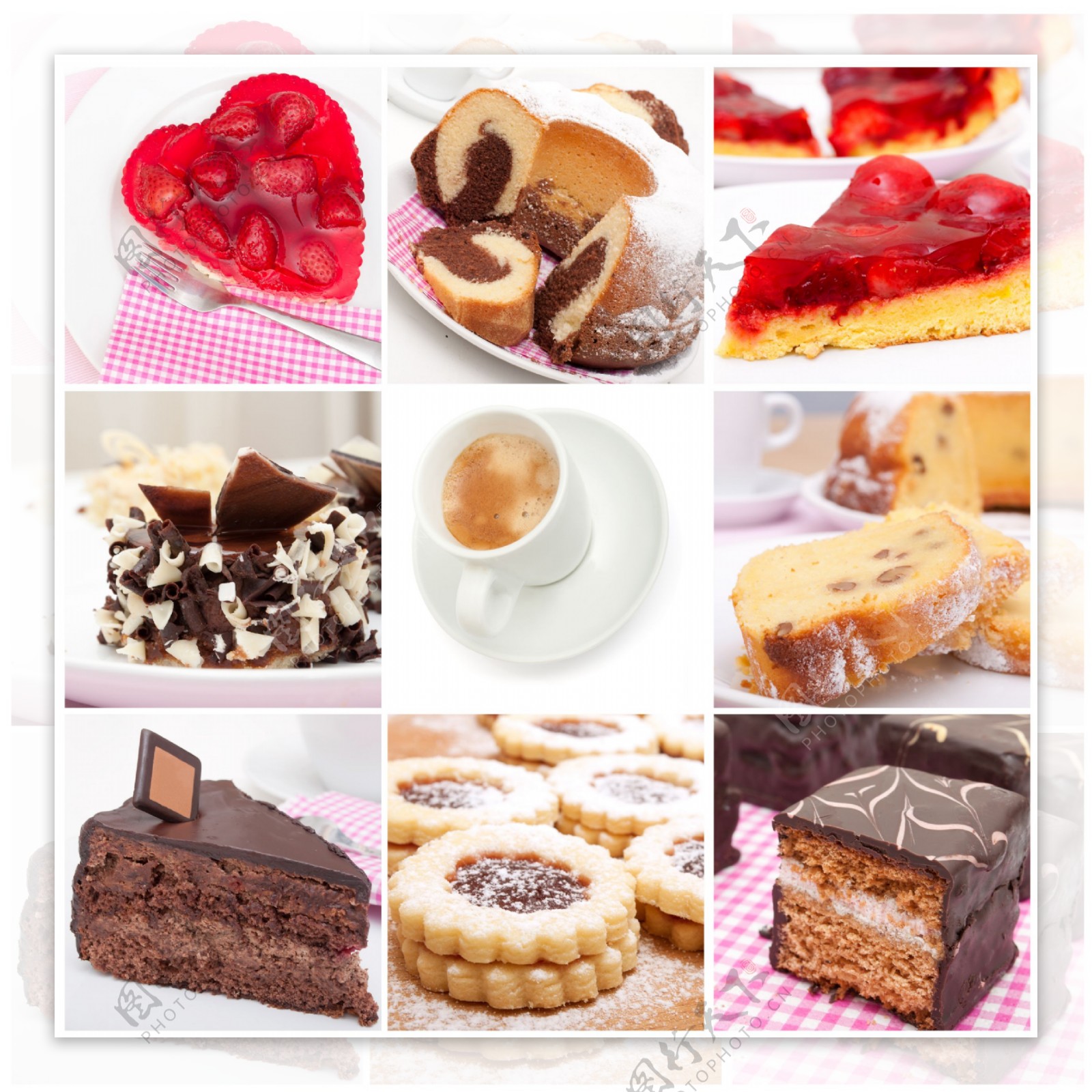 草莓蛋糕和巧克力蛋糕图片