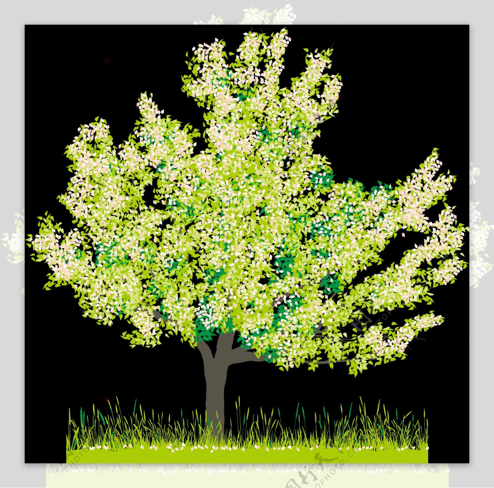 抽象绿色大树图形免抠png透明图层素材