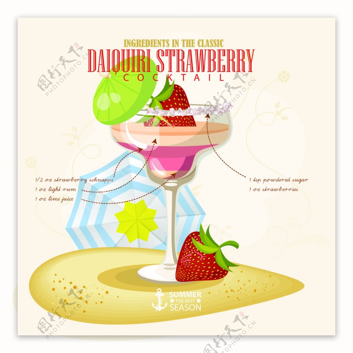 美味的草莓沙冰插画