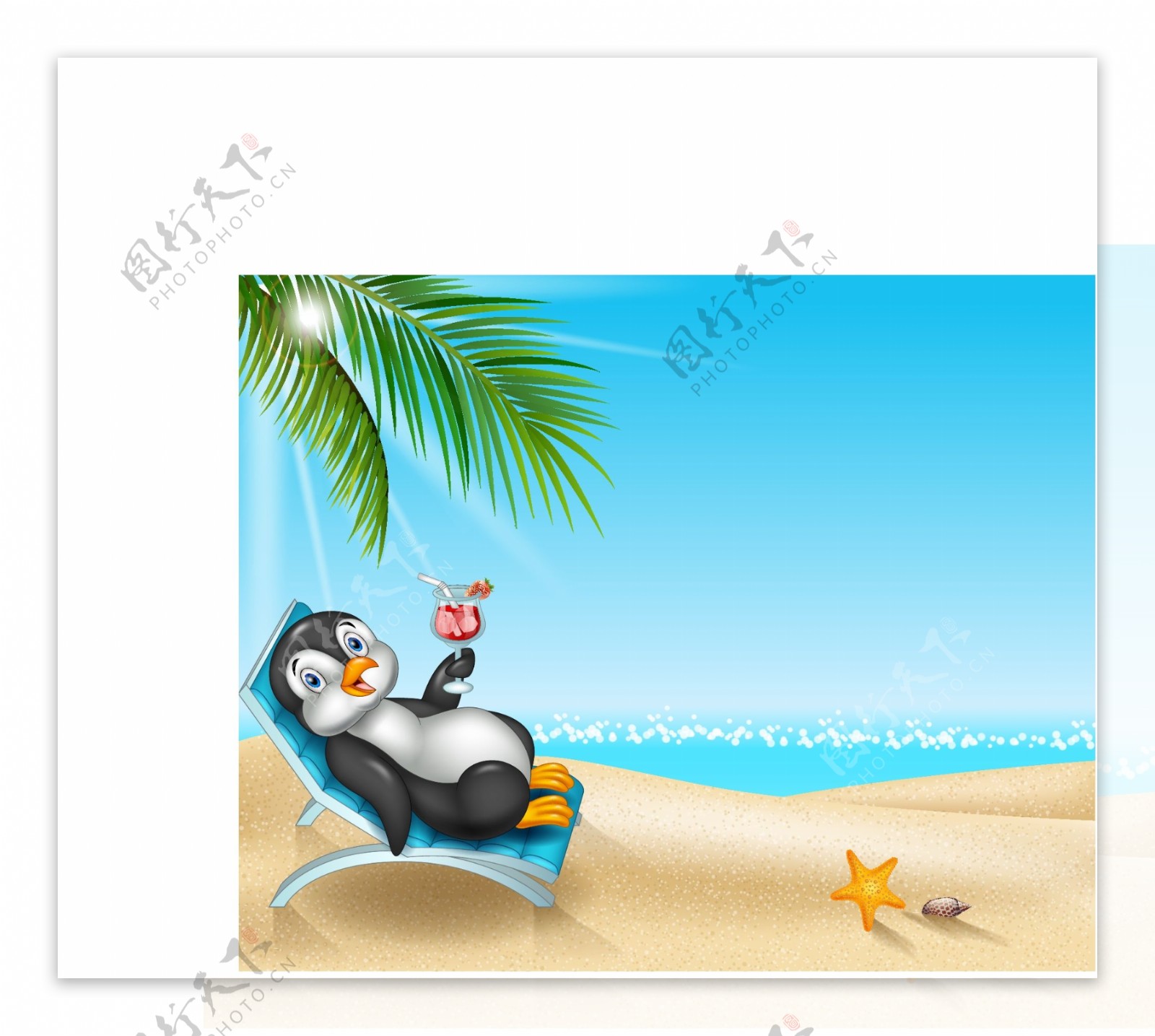 度假的企鹅插画