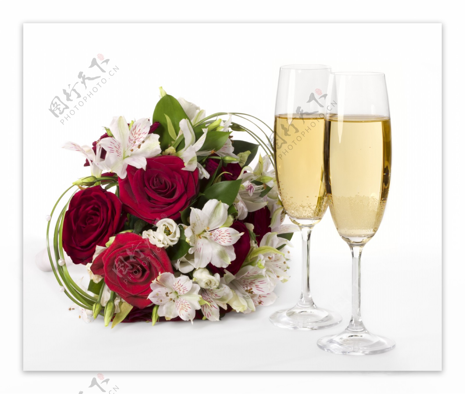 玫瑰花与香槟图片