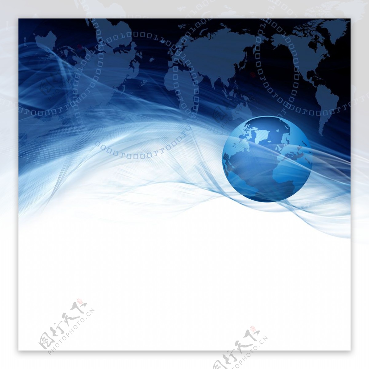 蓝色地球数据商务背景图片