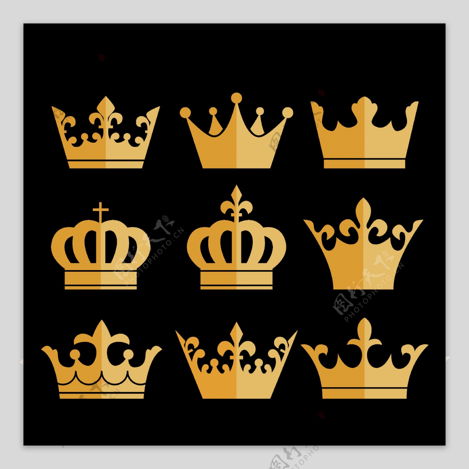 扁平金色皇冠图标免抠png透明图层素材